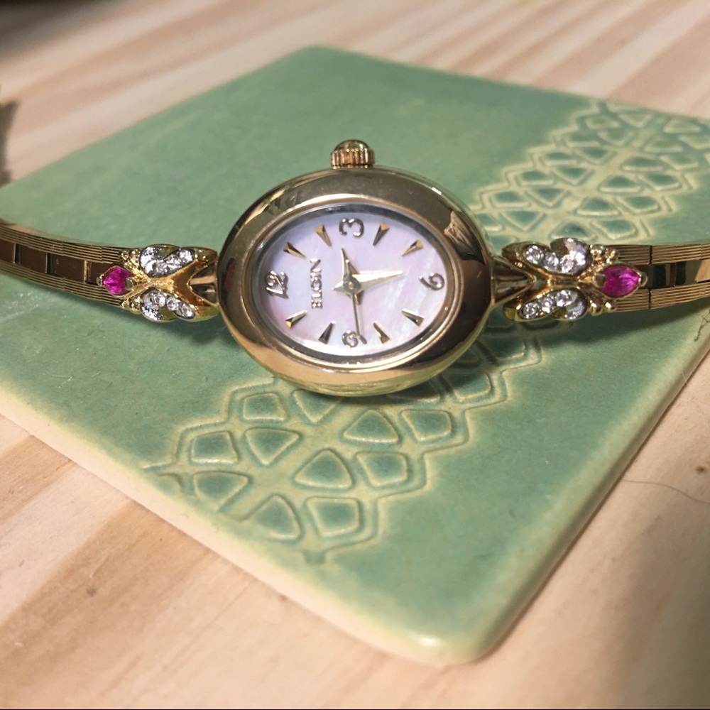 Elgin Genuine Ruby and Crystal Watch